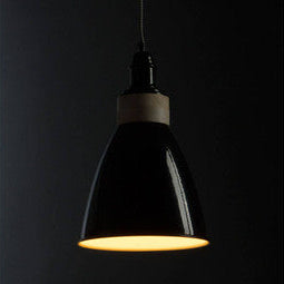 Orsina Oslo Black Pendant Light – Modern Dome Metal and Wood Lighting