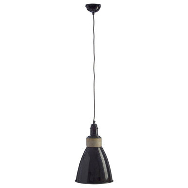 Orsina Oslo Black Pendant Light – Modern Dome Metal and Wood Lighting
