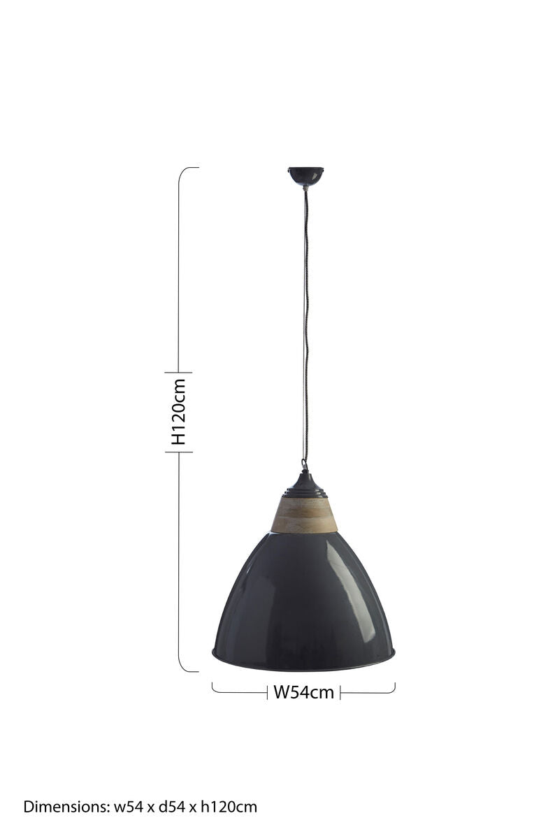Orsina Oslo Extra Large Pendant Light – Industrial Grey Metal Shade