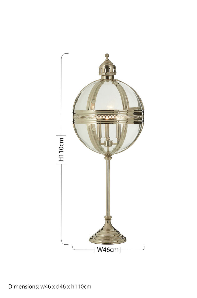 Orsina Hampstead Nickel Table Lamp | Glass Globe 3-Light Modern Decor