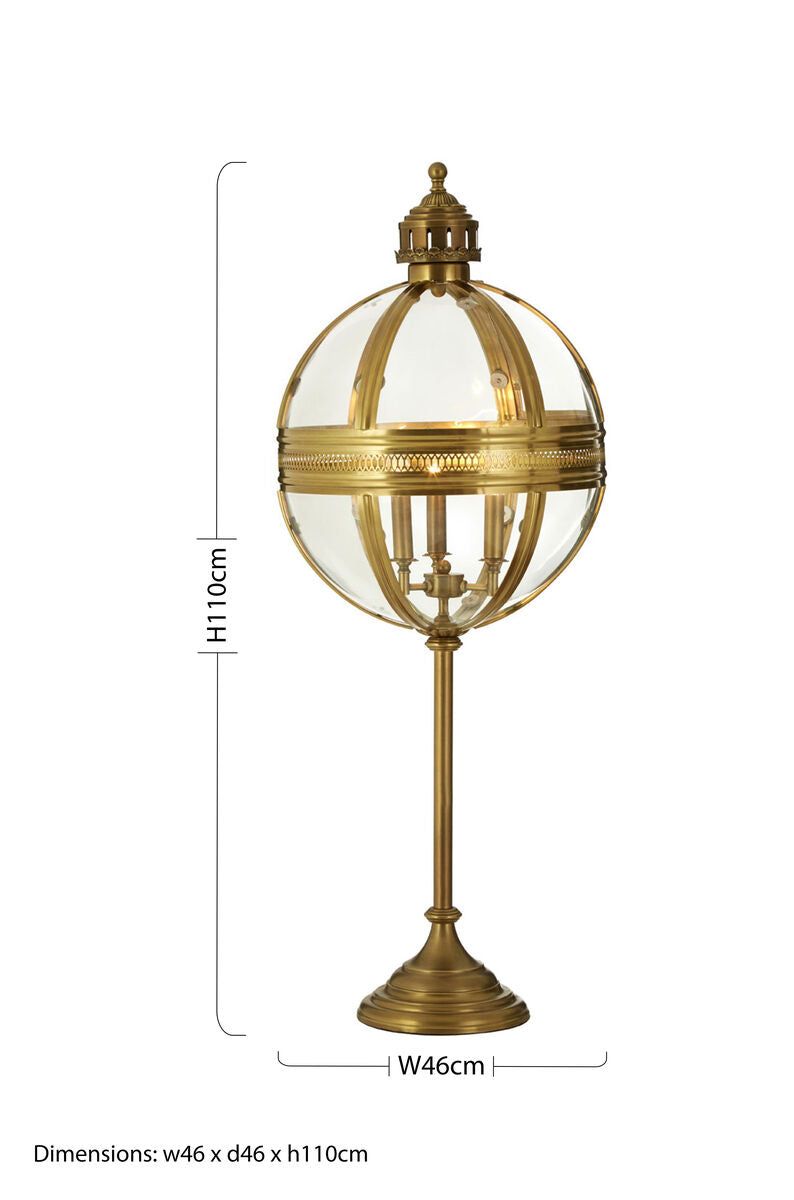 Orsina Hampstead Brass Table Lamp | Glass Globe 3-Light Accent
