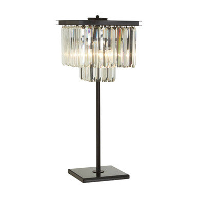 Orsina Kensington Townhouse Iron and Crystal Table Lamp – Black