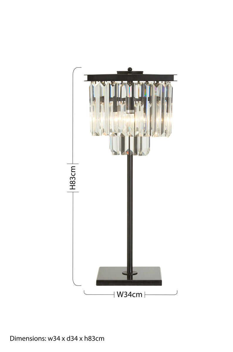 Orsina Kensington Townhouse Iron and Crystal Table Lamp – Black