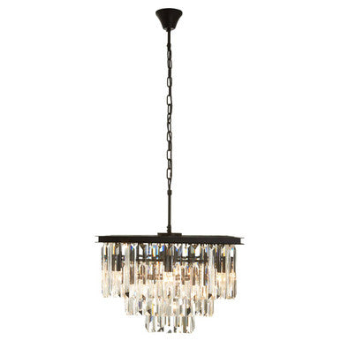 Orsina Kensington Townhouse Multi Crystal Pendant Light | Black Iron