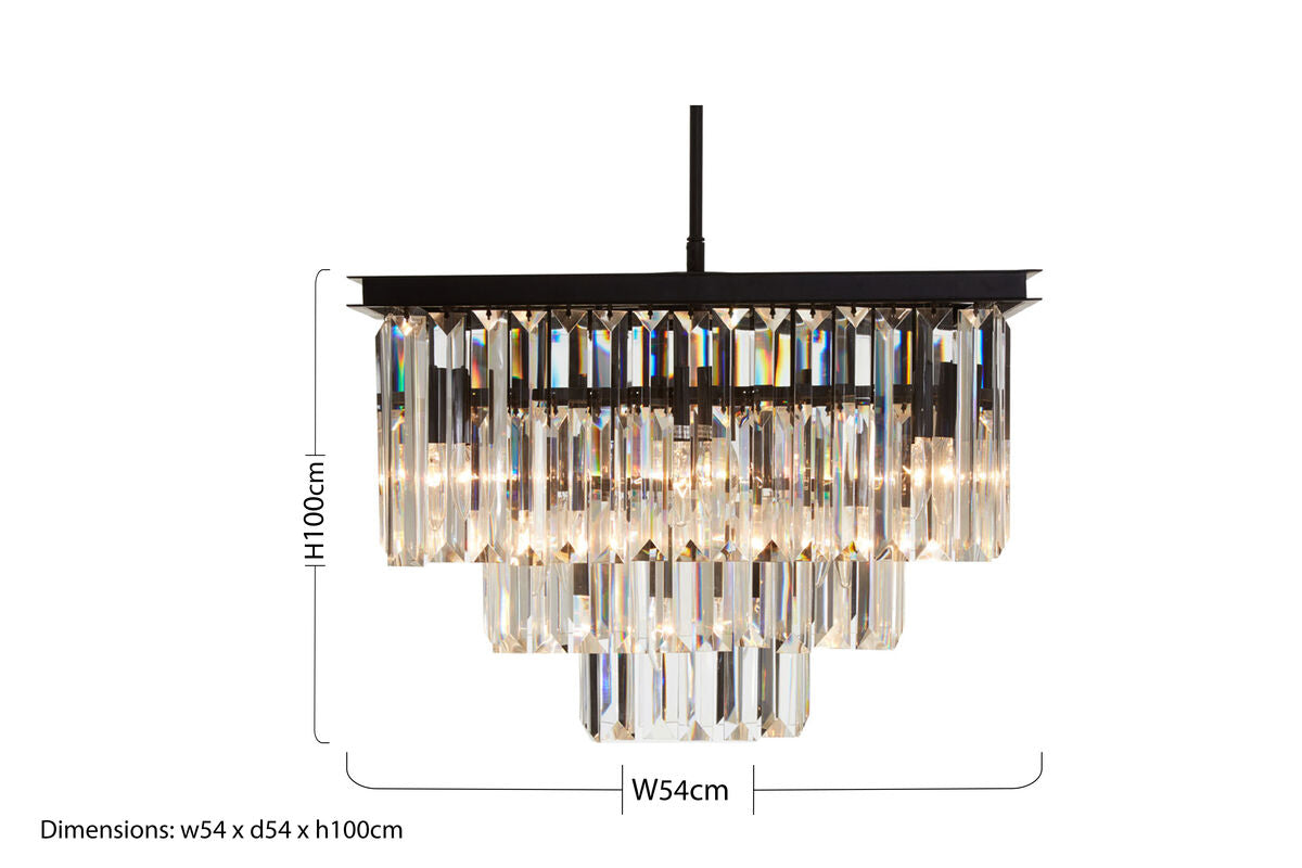 Orsina Kensington Townhouse Multi Crystal Pendant Light | Black Iron