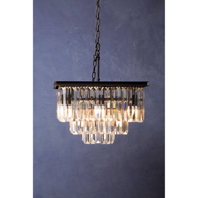 Orsina Kensington Townhouse Multi Crystal Pendant Light | Black Iron