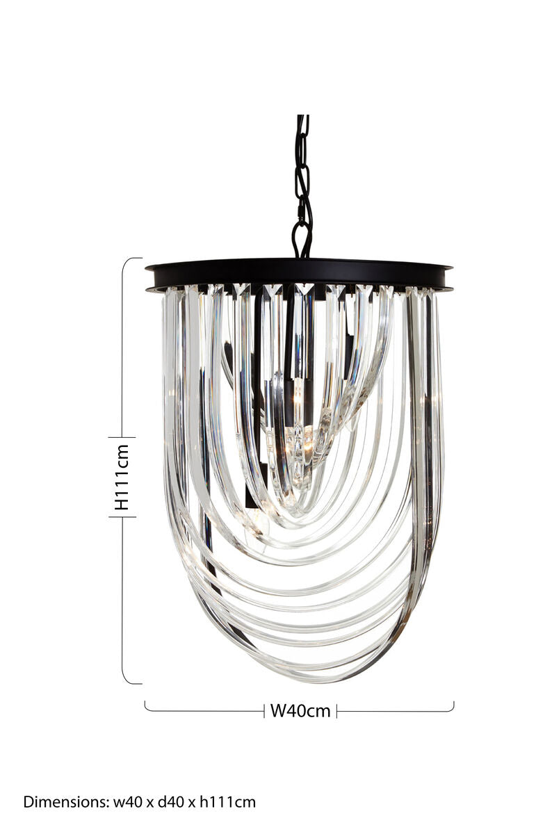 Orsina Kensington Black Crystal Pendant Light – Large Modern Chandelier