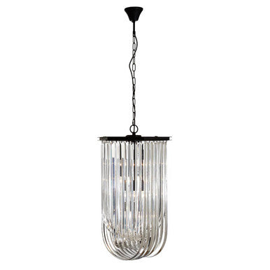 Orsina Kensington Townhouse Black Crystal Long Pendant Light – Iron
