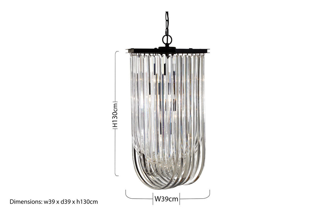 Orsina Kensington Townhouse Black Crystal Long Pendant Light – Iron