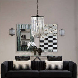 Orsina Kensington Townhouse Black Crystal Long Pendant Light – Iron
