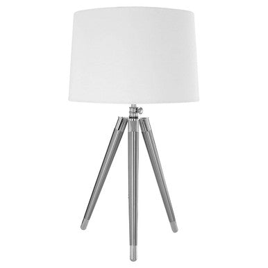 Orsina Electrum Tripod Table Lamp - Silver Metal with Cream Linen Shade