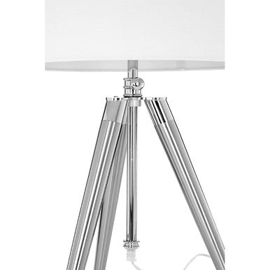 Orsina Electrum Tripod Table Lamp - Silver Metal with Cream Linen Shade