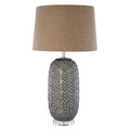 Orsina Udele Ceramic Table Lamp | Grey Body with Brown Linen Shade