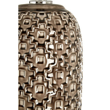 Orsina Udele Ceramic Table Lamp | Grey Body with Brown Linen Shade