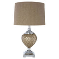 Orsina Ulla Silver Table Lamp – Quilted Conical Base with Mink Shade