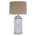 Orsina Uma Grey Ceramic Table Lamp – Geometric Diamond Pattern