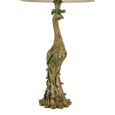 Orsina Peacock Sculptural Table Lamp – Bronze Finish with Silk Shade