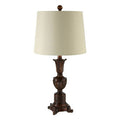 Orsina Pembroke Table Lamp – Floral Bronze Base with Grey Linen Shade