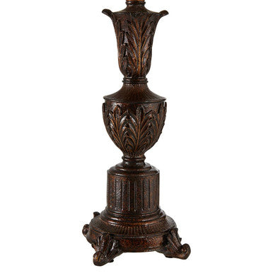 Orsina Pembroke Table Lamp – Floral Bronze Base with Grey Linen Shade
