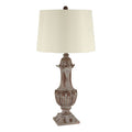 Orsina Paityn Table Lamp – Carved Weathered Base with Linen Shade