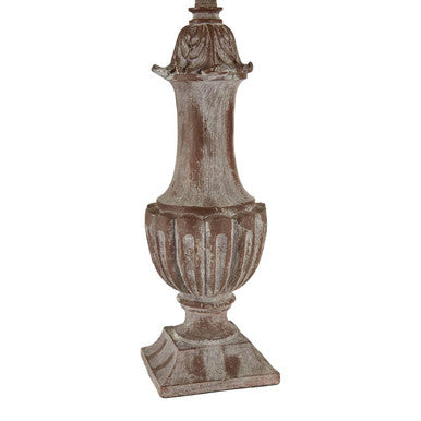 Orsina Paityn Table Lamp – Carved Weathered Base with Linen Shade