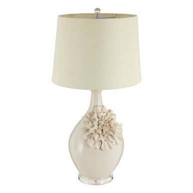 Orsina Padma Cream Ceramic Table Lamp with Teardrop Acrylic Base