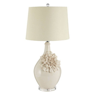 Orsina Padma Cream Ceramic Table Lamp with Teardrop Acrylic Base