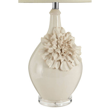 Orsina Padma Cream Ceramic Table Lamp with Teardrop Acrylic Base
