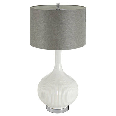 Orsina Pandora Table Lamp – White Silk Shade with Silver Accents