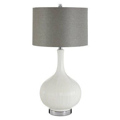 Orsina Pandora Table Lamp – White Silk Shade with Silver Accents