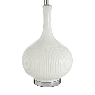 Orsina Pandora Table Lamp – White Silk Shade with Silver Accents