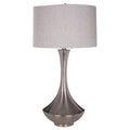 Orsina Lana Chrome Table Lamp – Modern Silver Metal with Fabric Shade