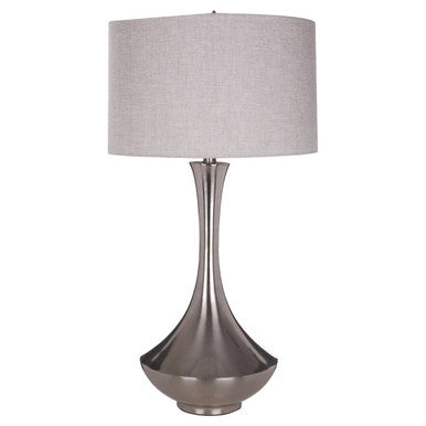 Orsina Lana Chrome Table Lamp – Modern Silver Metal with Fabric Shade
