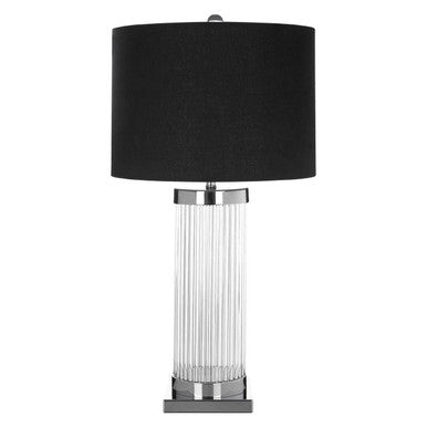 Orsina Lily Table Lamp – Modern Glass and Chrome with Black Shade