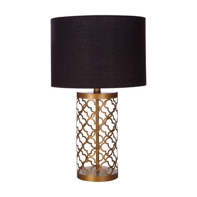 Orsina Lexis Black and Gold Table Lamp with Fabric Drum Shade