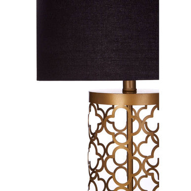 Orsina Lexis Black and Gold Table Lamp with Fabric Drum Shade
