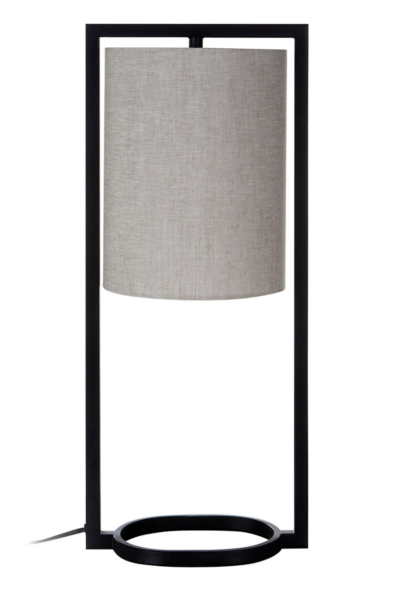 Orsina Lara Black Metal Table Lamp with Grey Drum Shade | Modern