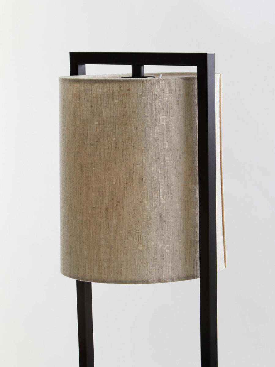 Orsina Lara Black Metal Table Lamp with Grey Drum Shade | Modern