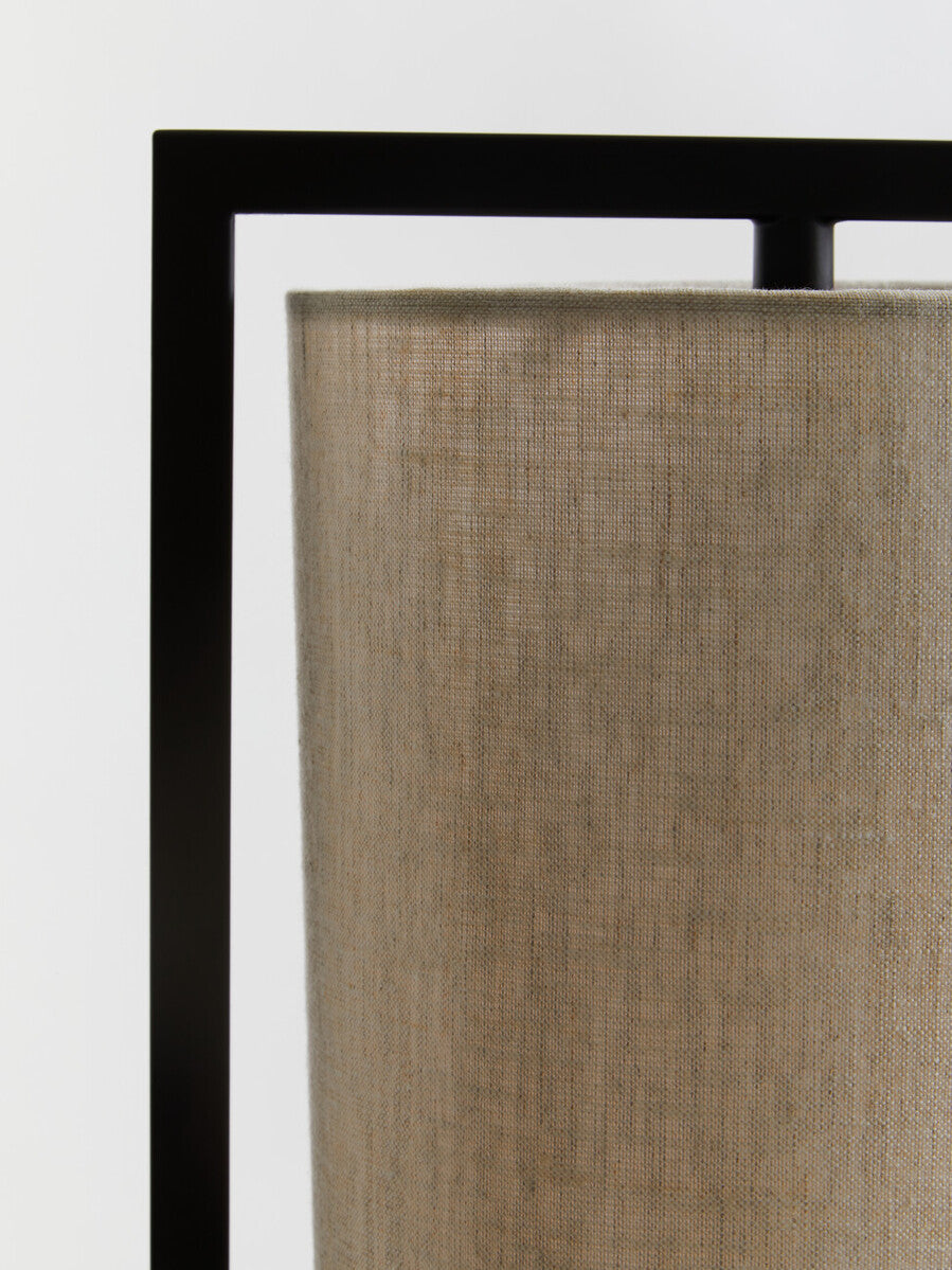 Orsina Lara Black Metal Table Lamp with Grey Drum Shade | Modern