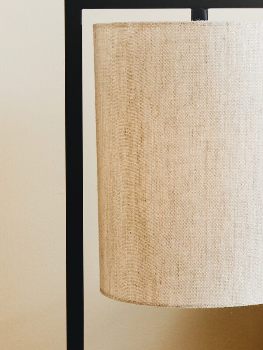 Orsina Lara Black Metal Table Lamp with Grey Drum Shade | Modern