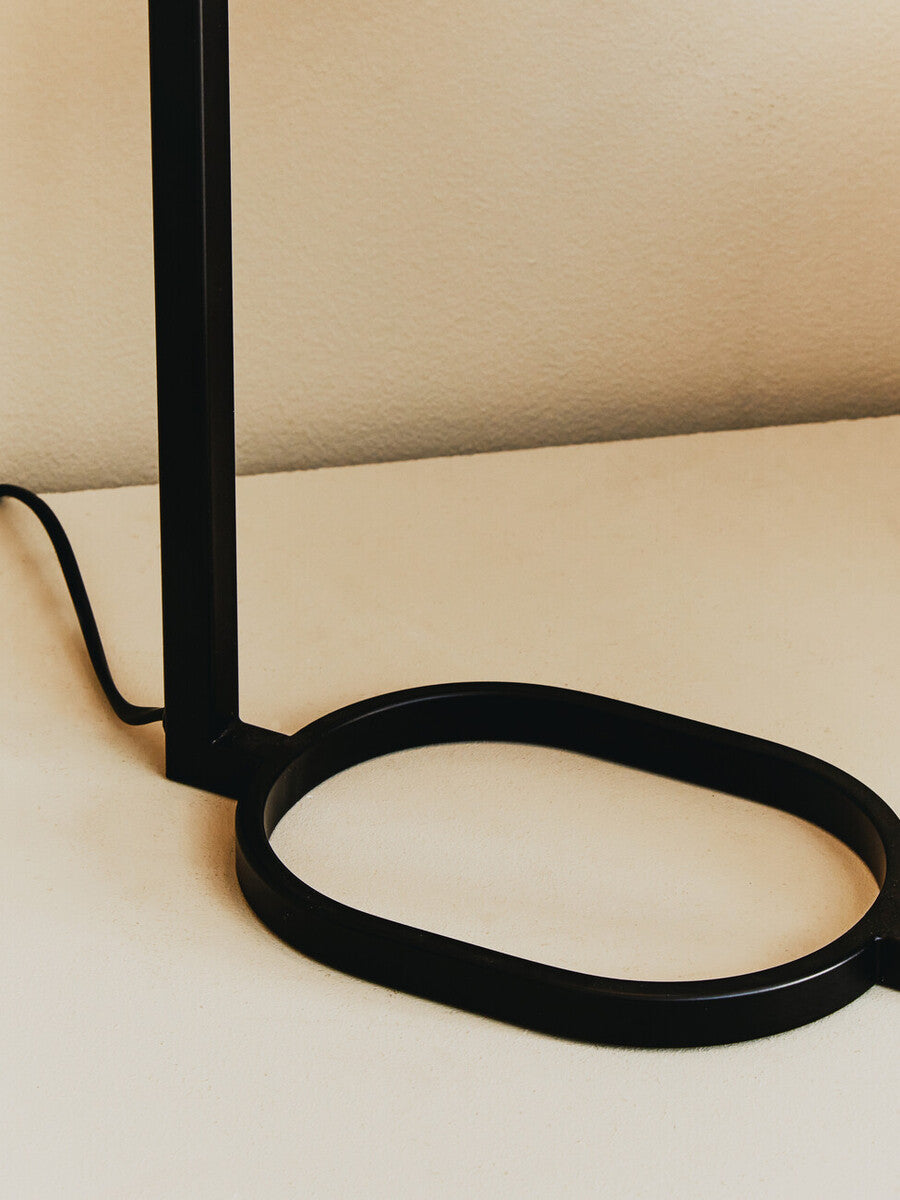 Orsina Lara Black Metal Table Lamp with Grey Drum Shade | Modern