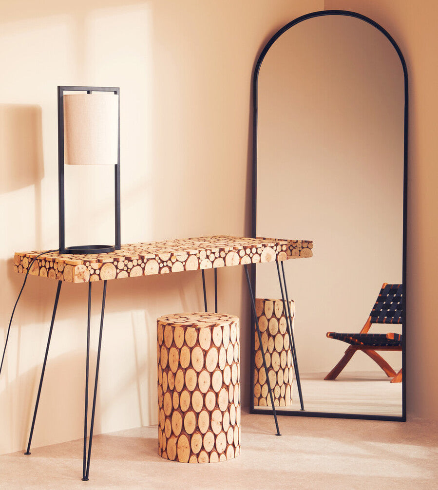 Orsina Lara Black Metal Table Lamp with Grey Drum Shade | Modern