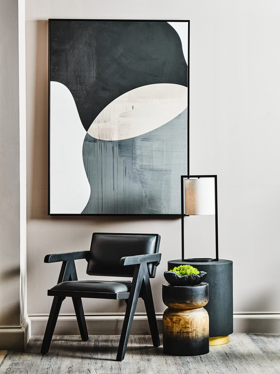 Orsina Lara Black Metal Table Lamp with Grey Drum Shade | Modern
