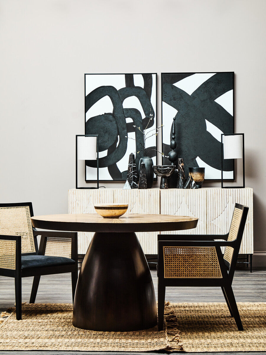 Orsina Lara Black Metal Table Lamp with Grey Drum Shade | Modern
