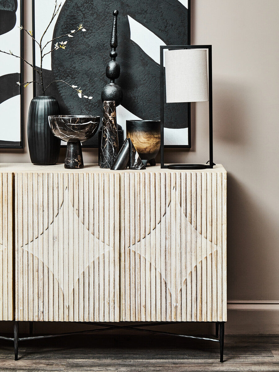 Orsina Lara Black Metal Table Lamp with Grey Drum Shade | Modern