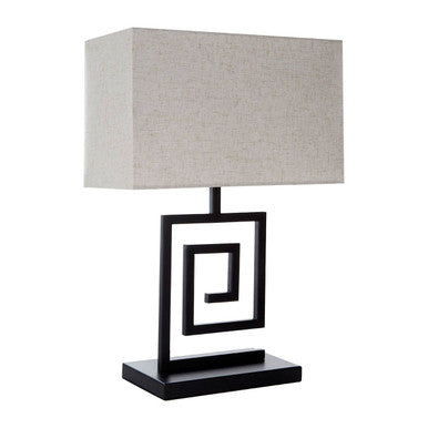 Orsina Lupita Table Lamp – Modern Black Spiral Metal with White Shade