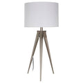 Orsina Livia Table Lamp – Modern Silver Metal Bedside Light with White Shade