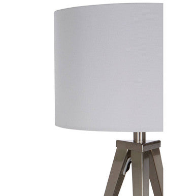 Orsina Livia Table Lamp – Modern Silver Metal Bedside Light with White Shade