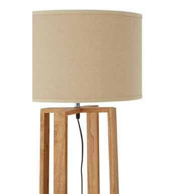 Orsina Lea Wooden Floor Lamp – Rubberwood Stand with Light Brown Shade