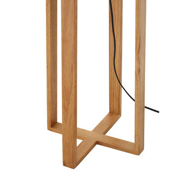 Orsina Lea Wooden Floor Lamp – Rubberwood Stand with Light Brown Shade